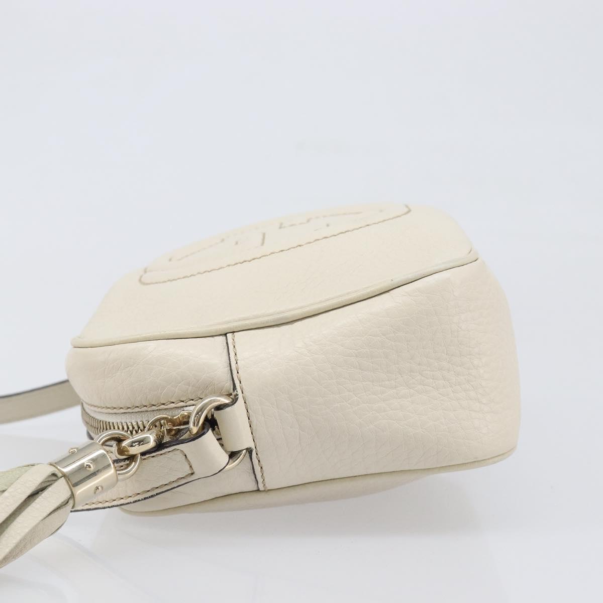 GUCCI Shoulder Bag Leather White Gold 308364 Auth 200987V