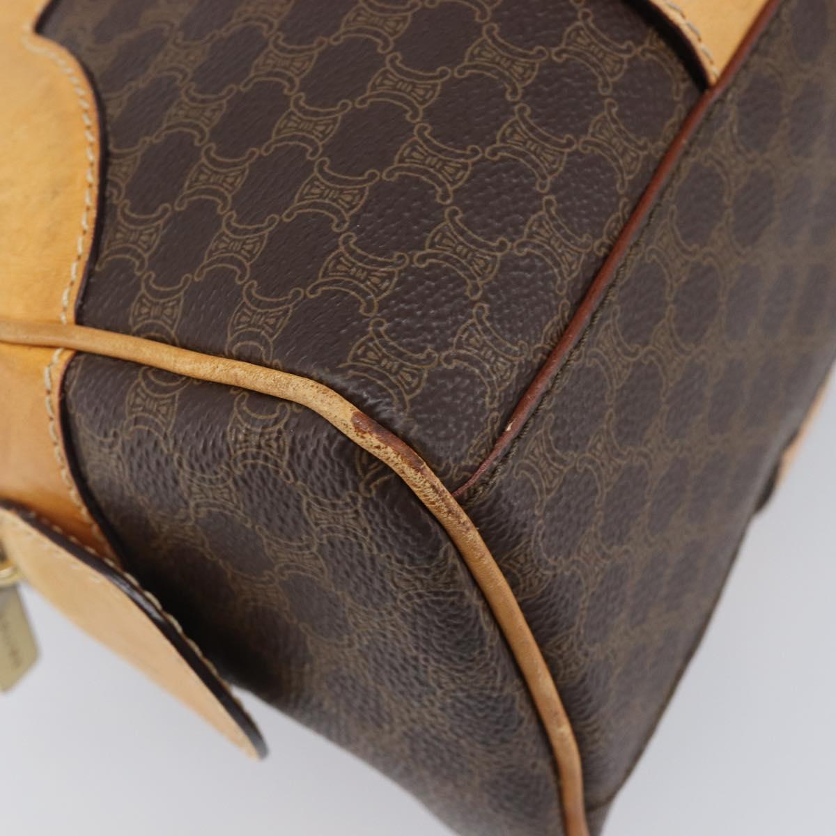 CELINE Macadam Canvas Shoulder Bag PVC Leather Brown Gold Auth 200988