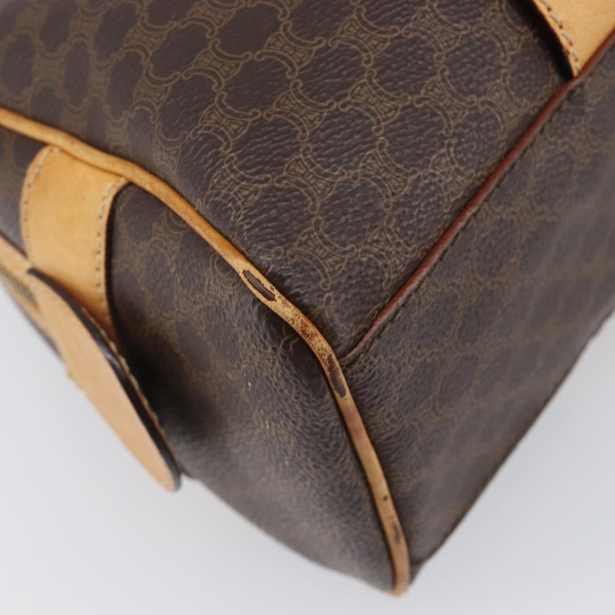 CELINE Macadam Canvas Shoulder Bag PVC Leather Brown Gold Auth 200988