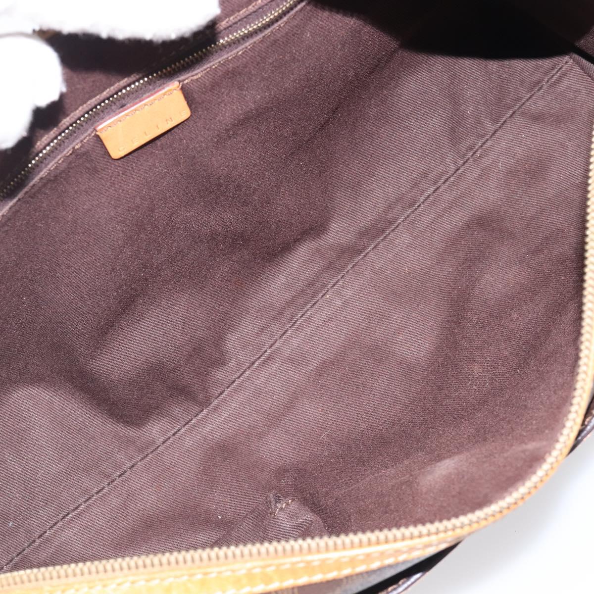 CELINE Macadam Canvas Shoulder Bag PVC Leather Brown Gold Auth 200988