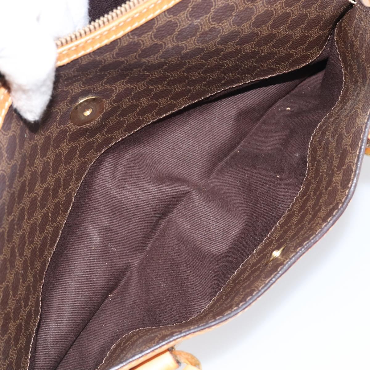 CELINE Macadam Canvas Shoulder Bag PVC Leather Brown Gold Auth 200988