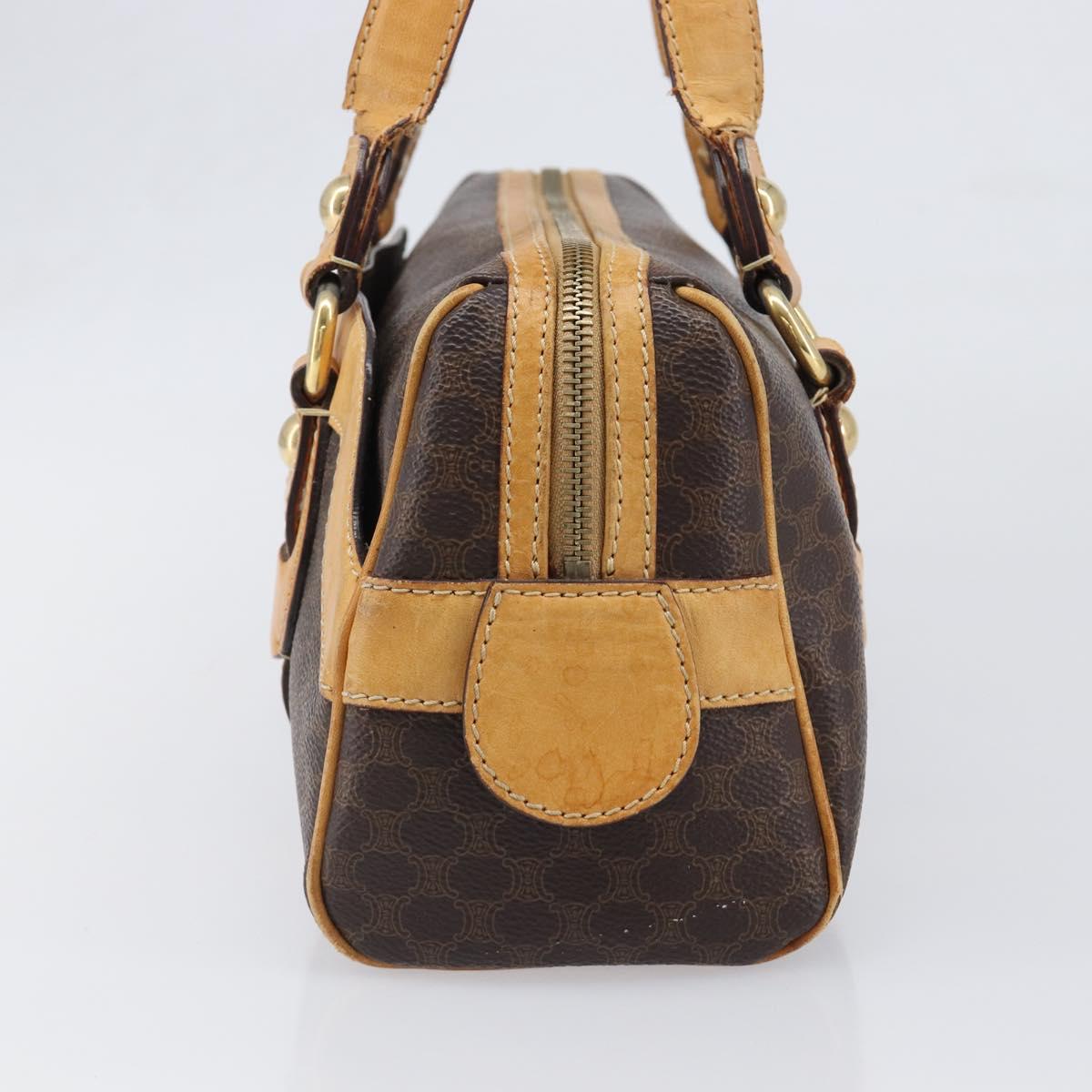 CELINE Macadam Canvas Shoulder Bag PVC Leather Brown Gold Auth 200988
