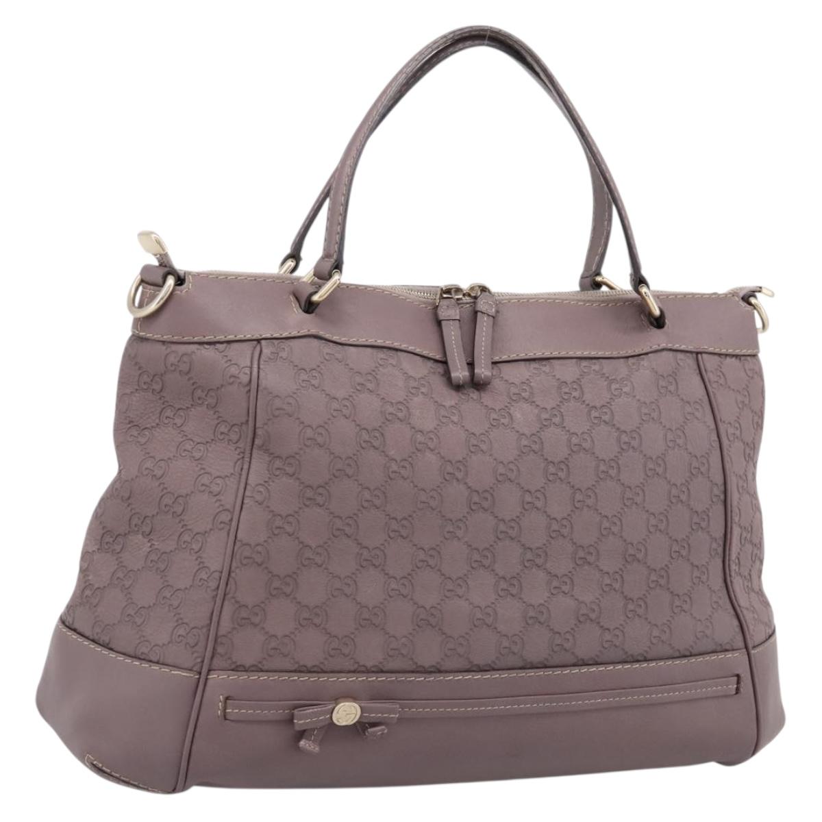 GUCCI GG Canvas Guccissima Mayfair Bag Leather Purple Gold 257349 Auth 200989