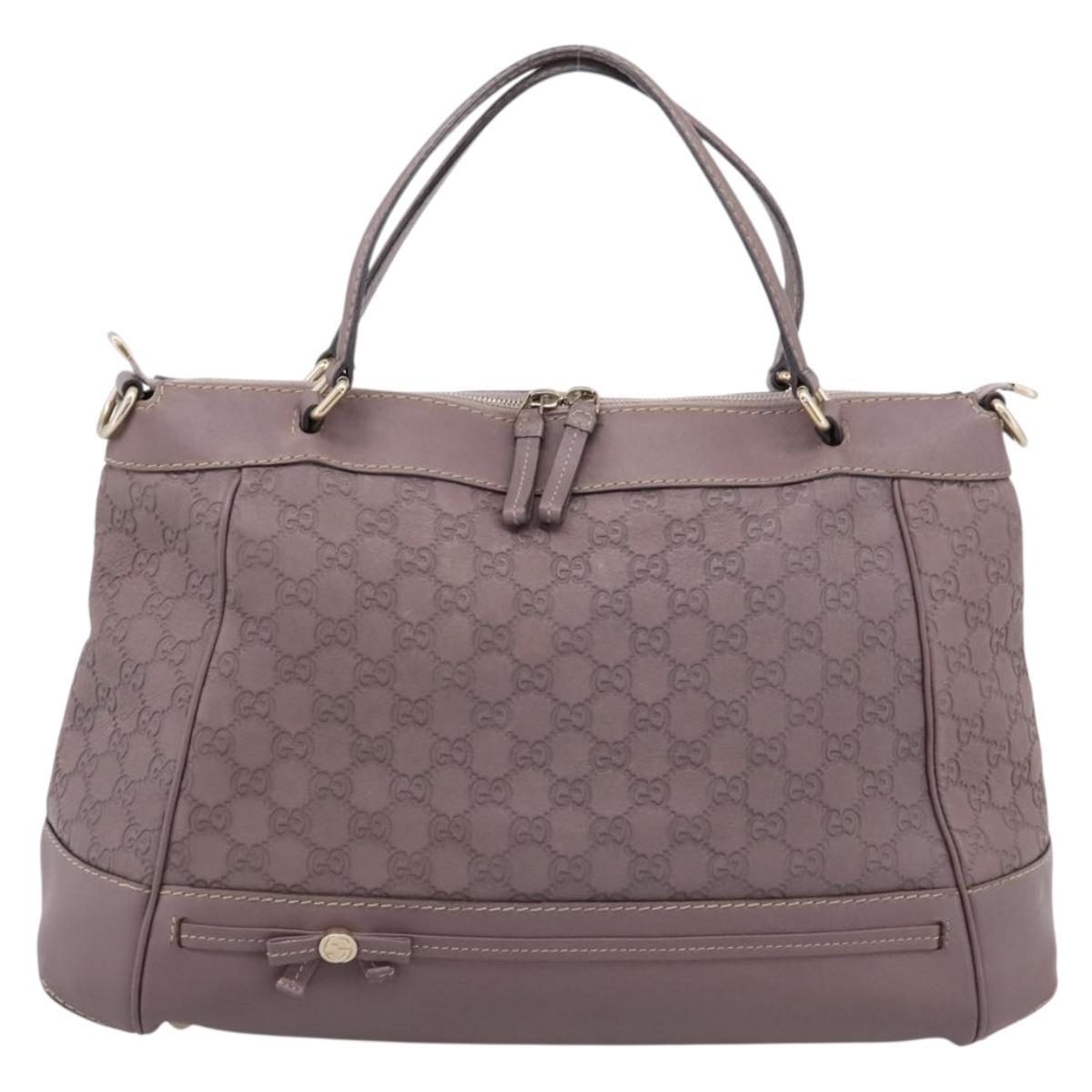 GUCCI GG Canvas Guccissima Mayfair Bag Leather Purple Gold 257349 Auth 200989