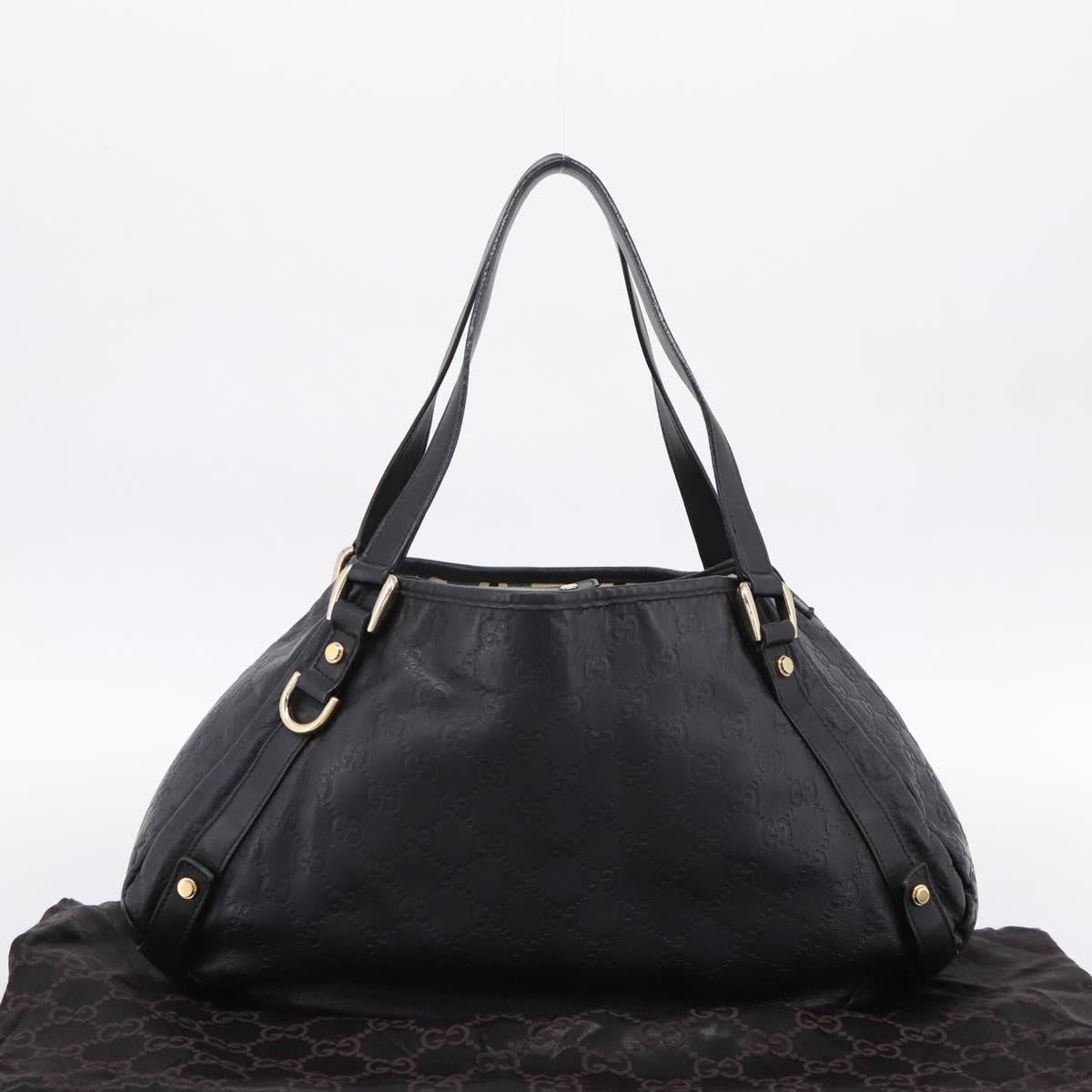 GUCCI GG Canvas Guccissima Tote Bag Leather Black Gold Tone 130736 Auth 200990V
