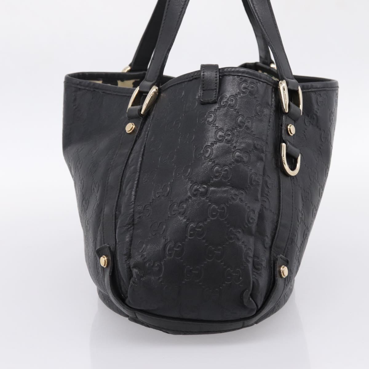 GUCCI GG Canvas Guccissima Tote Bag Leather Black Gold Tone 130736 Auth 200990V
