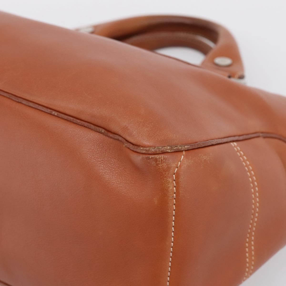 CELINE Boogie Bag Hand Bag Leather Brown Silver Auth 200991A