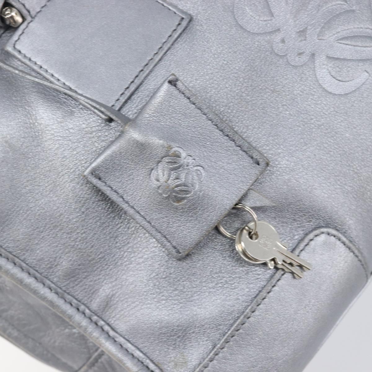 LOEWE Amazona 28 Hand Bag Leather Silver Gold Auth 200992V