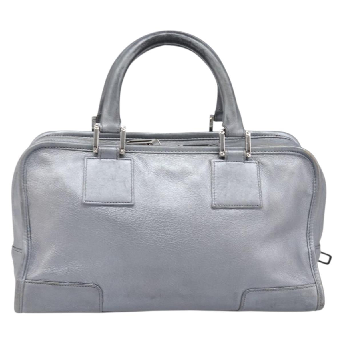 LOEWE Amazona 28 Hand Bag Leather Silver Gold Auth 200992V