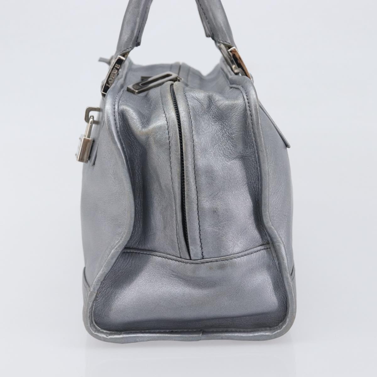 LOEWE Amazona 28 Hand Bag Leather Silver Gold Auth 200992V