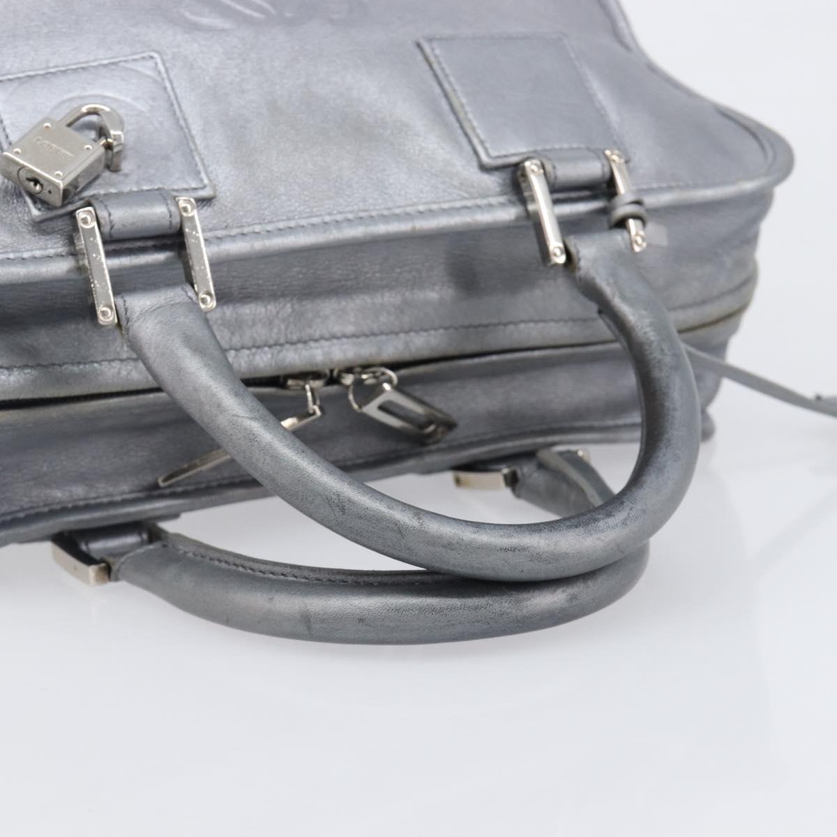 LOEWE Amazona 28 Hand Bag Leather Silver Gold Auth 200992V