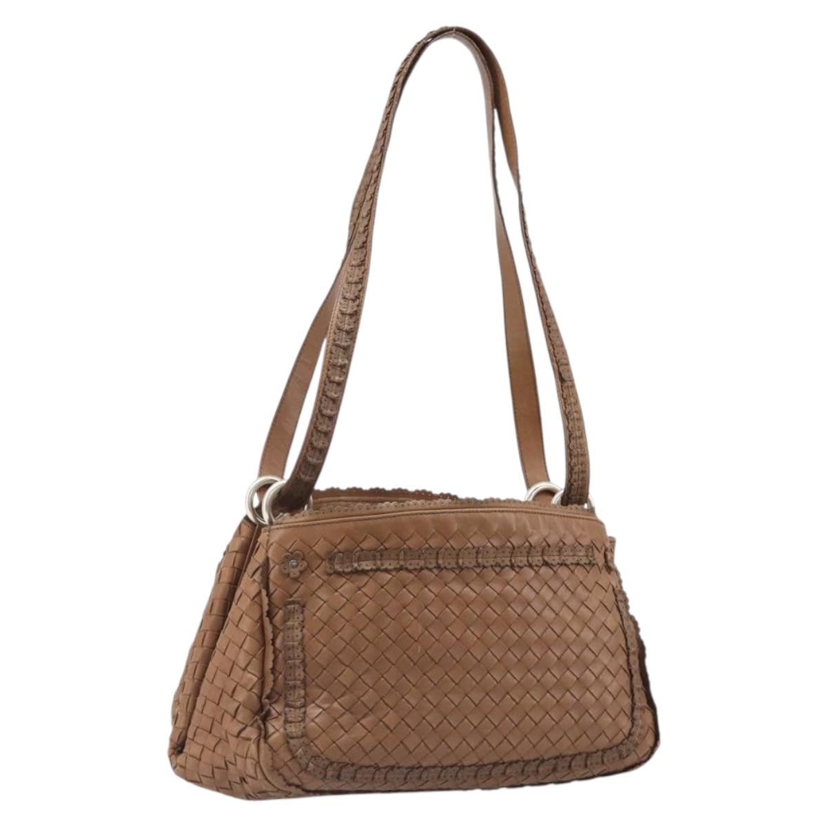 BOTTEGA VENETA INTRECCIATO Shoulder Bag Leather Brown Auth 200993V
