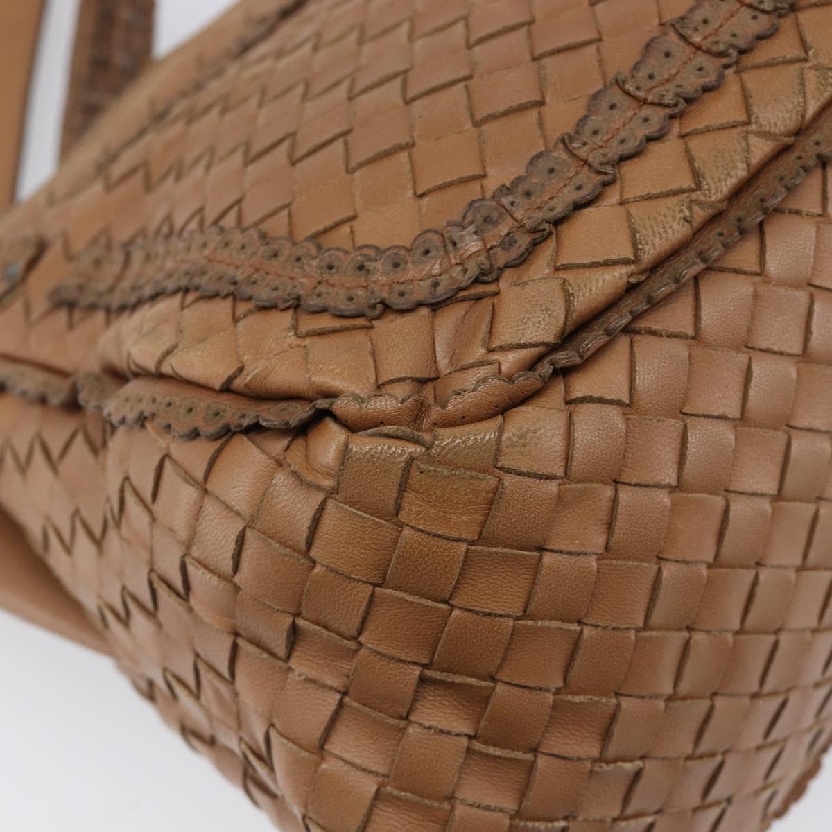 BOTTEGA VENETA INTRECCIATO Shoulder Bag Leather Brown Auth 200993V