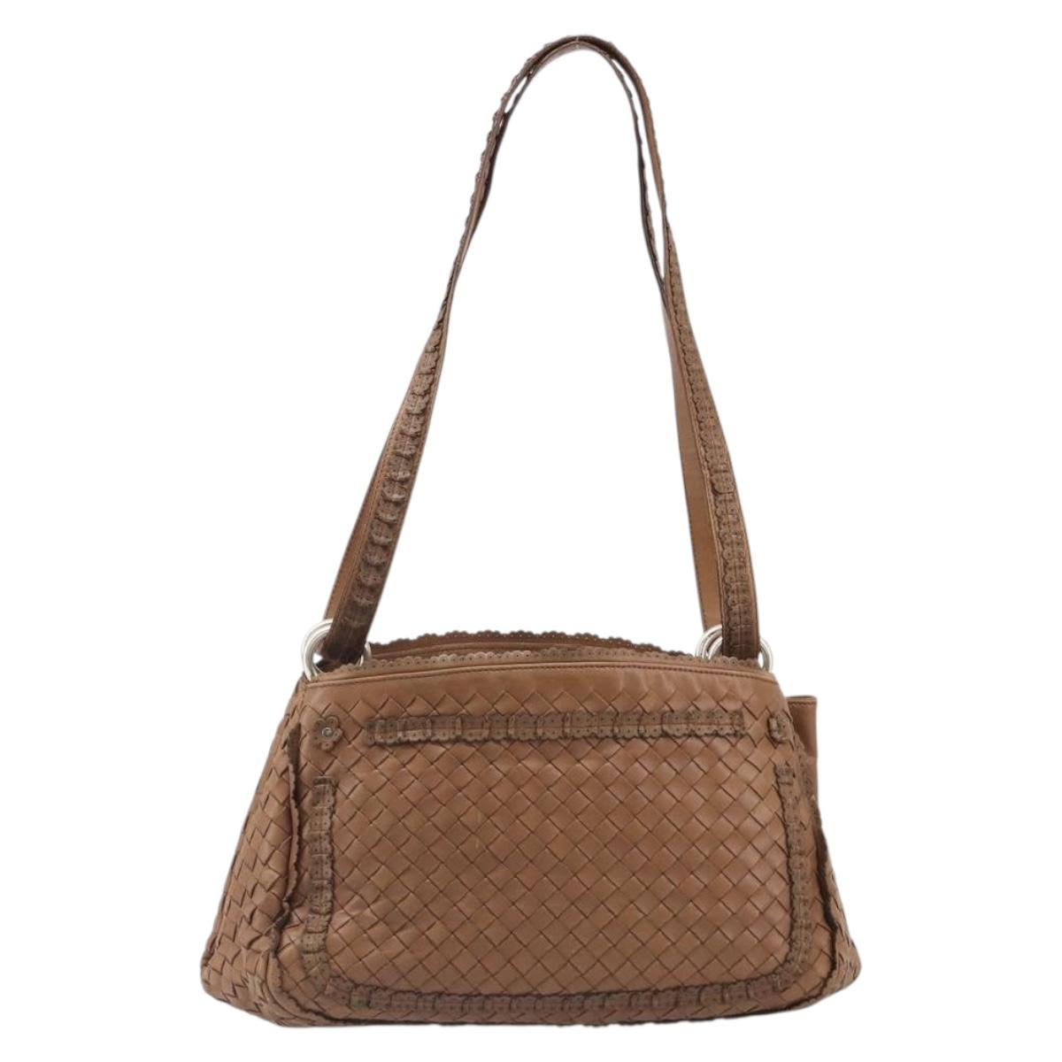 BOTTEGA VENETA INTRECCIATO Shoulder Bag Leather Brown Auth 200993V