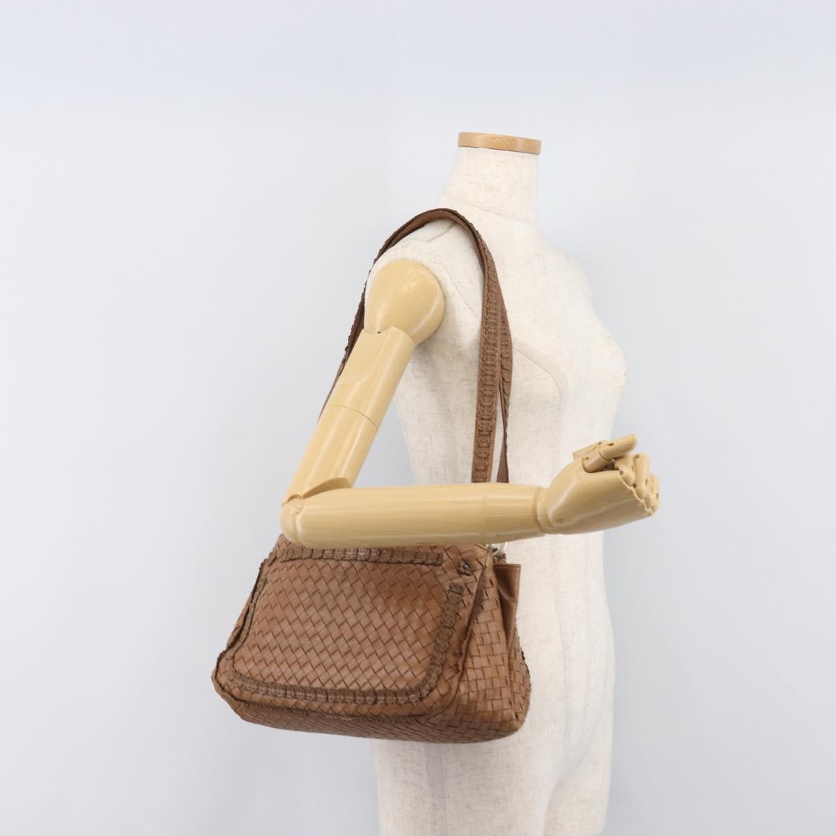 BOTTEGA VENETA INTRECCIATO Shoulder Bag Leather Brown Auth 200993V