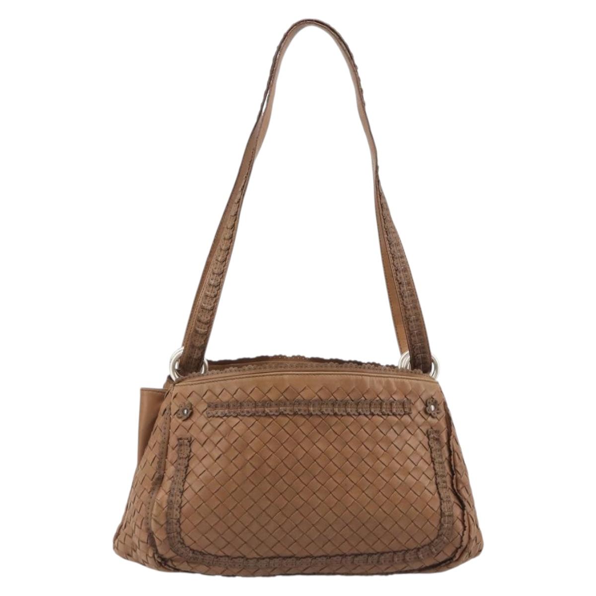 BOTTEGA VENETA INTRECCIATO Shoulder Bag Leather Brown Auth 200993V