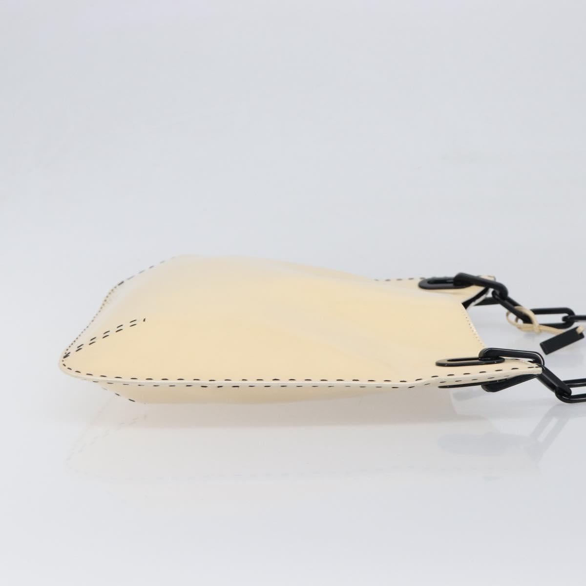 GUCCI Chain Shoulder Bag Patent leather Beige Gold 001 4168 Auth 200998