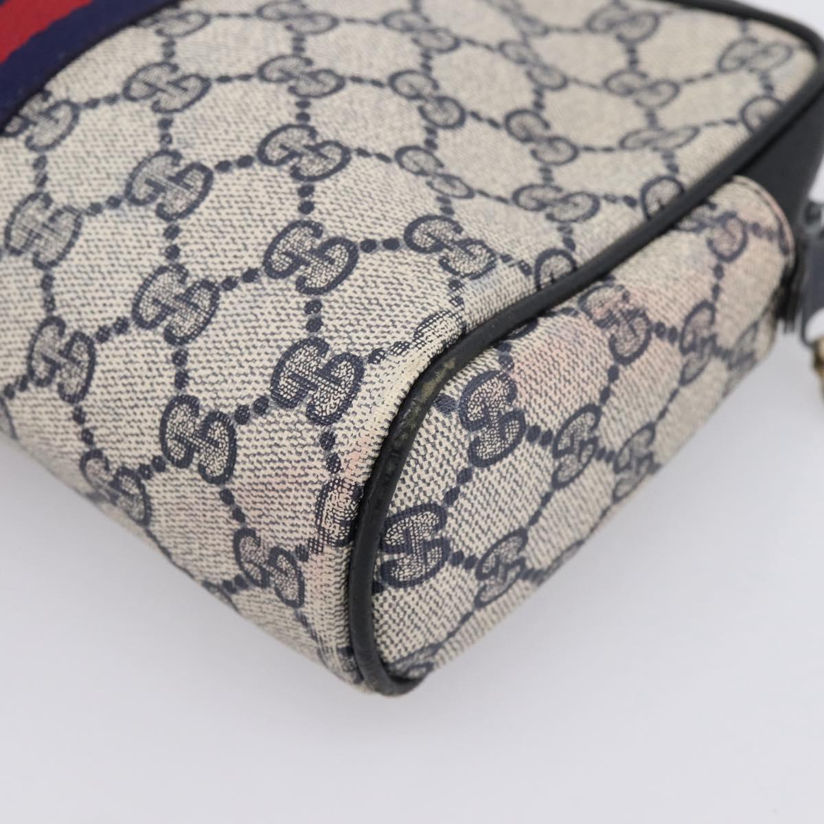 GUCCI GG Supreme Sherry Line Clutch Bag PVC Navy Gold 010 378 Auth 200999