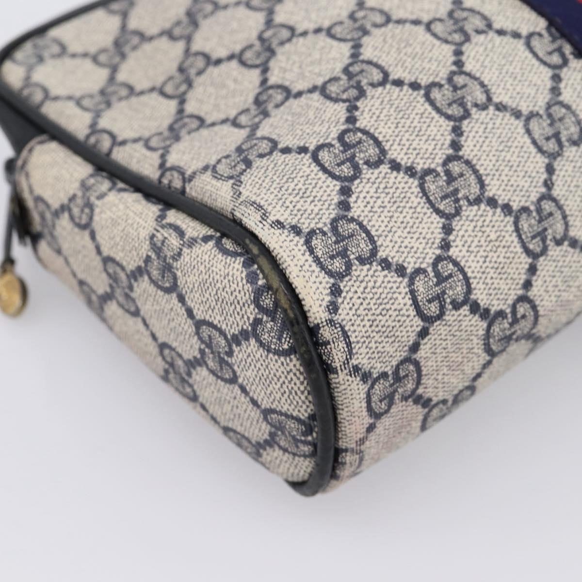 GUCCI GG Supreme Sherry Line Clutch Bag PVC Navy Gold 010 378 Auth 200999