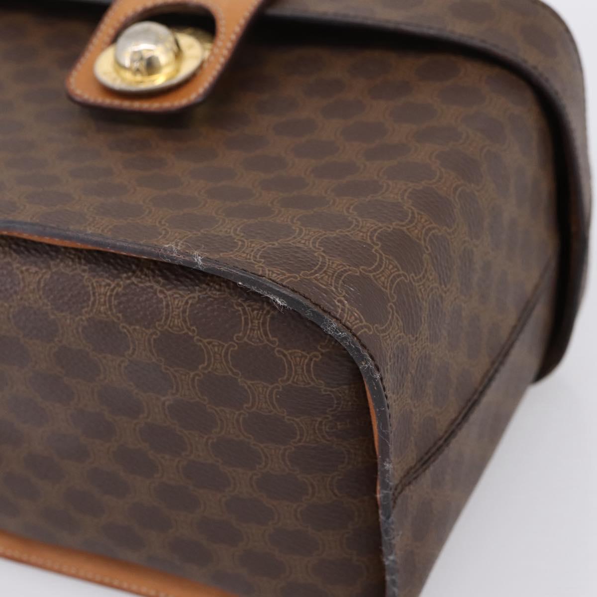 CELINE Macadam Canvas Star Ball Vanity Pouch PVC Leather Brown Auth 201000