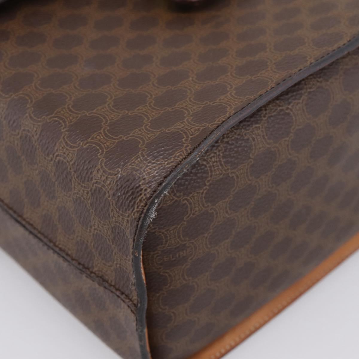 CELINE Macadam Canvas Star Ball Vanity Pouch PVC Leather Brown Auth 201000