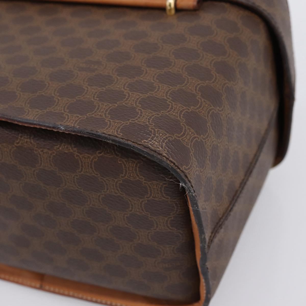 CELINE Macadam Canvas Star Ball Vanity Pouch PVC Leather Brown Auth 201000