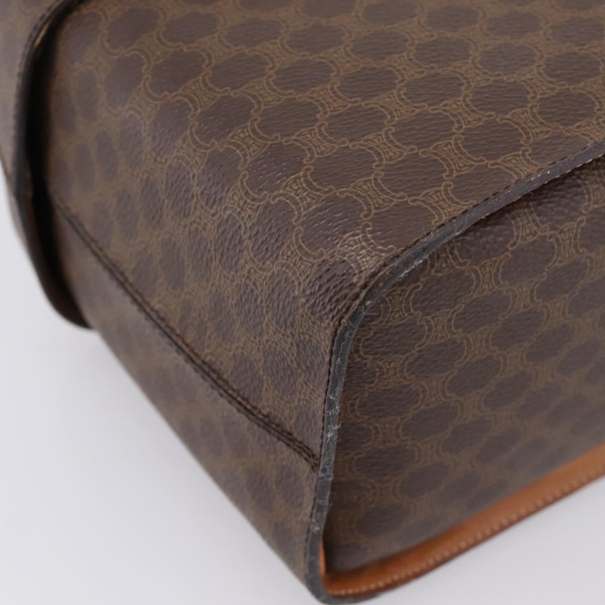 CELINE Macadam Canvas Star Ball Vanity Pouch PVC Leather Brown Auth 201000