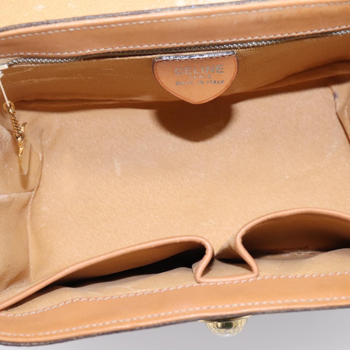 CELINE Macadam Canvas Star Ball Vanity Pouch PVC Leather Brown Auth 201000