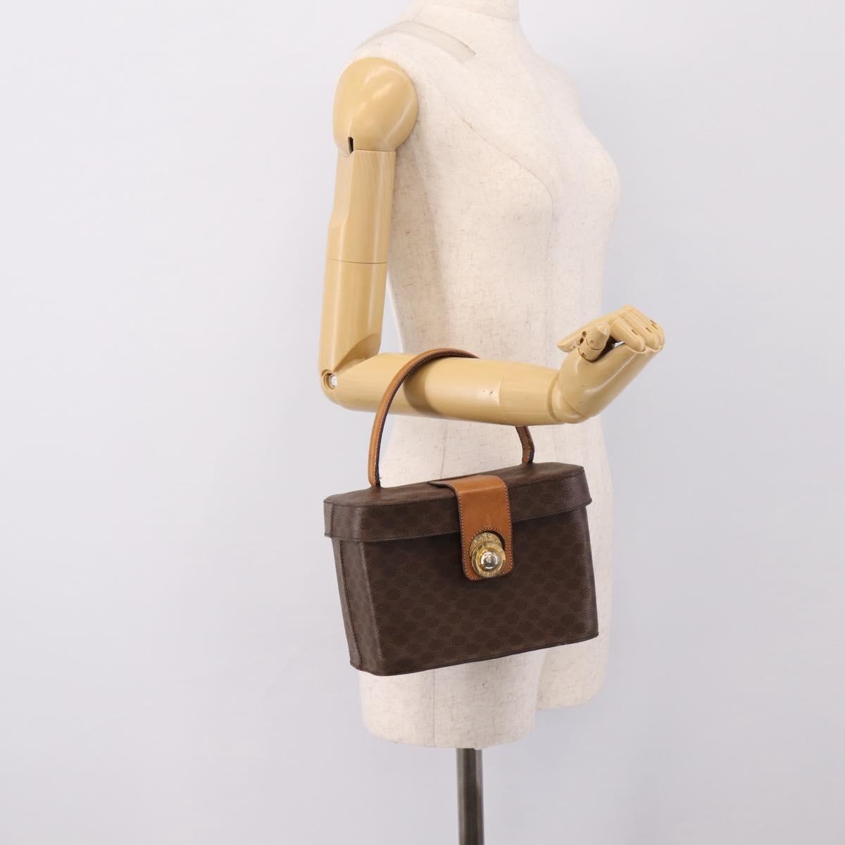 CELINE Macadam Canvas Star Ball Vanity Pouch PVC Leather Brown Auth 201000