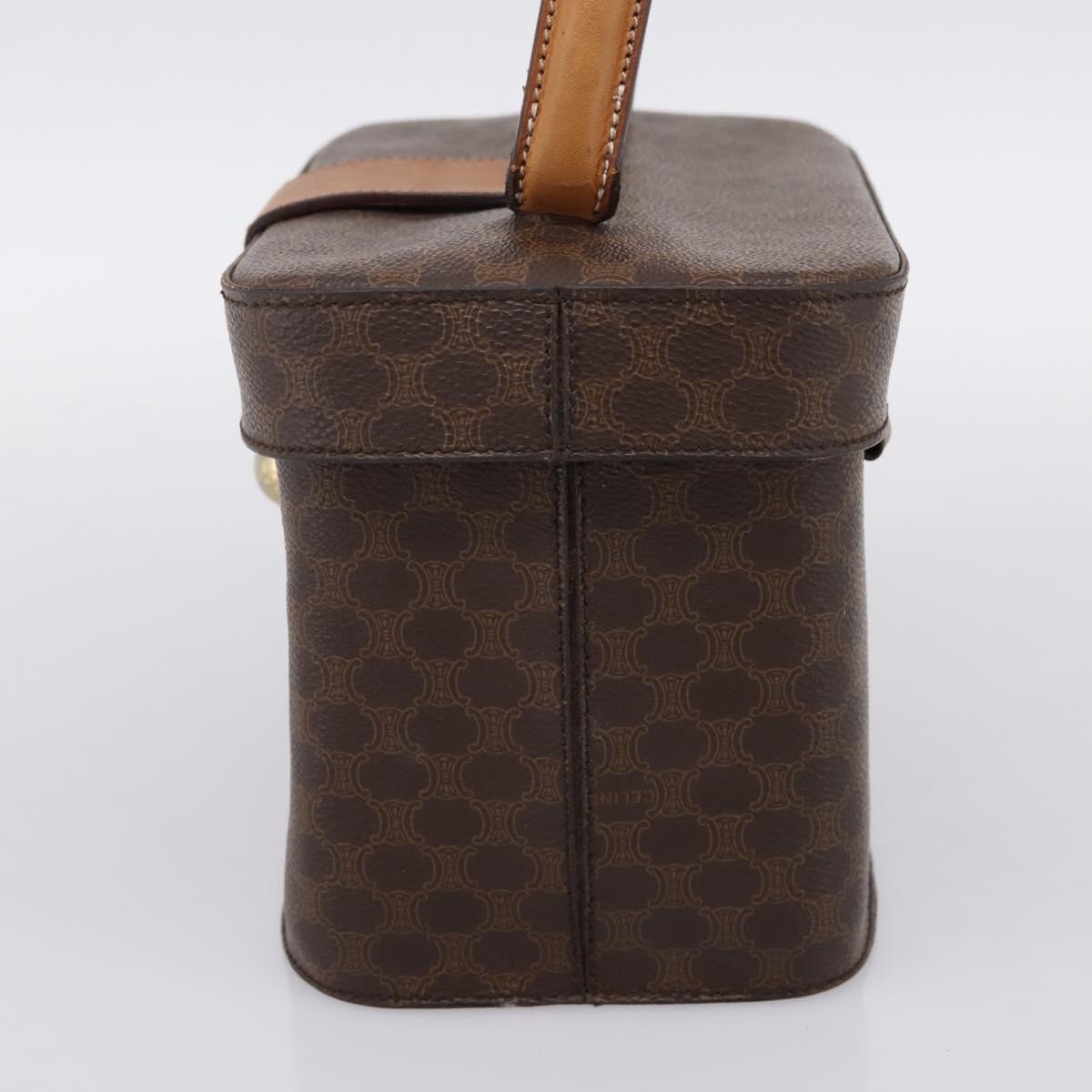 CELINE Macadam Canvas Star Ball Vanity Pouch PVC Leather Brown Auth 201000