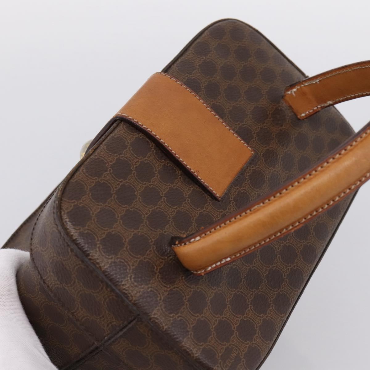 CELINE Macadam Canvas Star Ball Vanity Pouch PVC Leather Brown Auth 201000