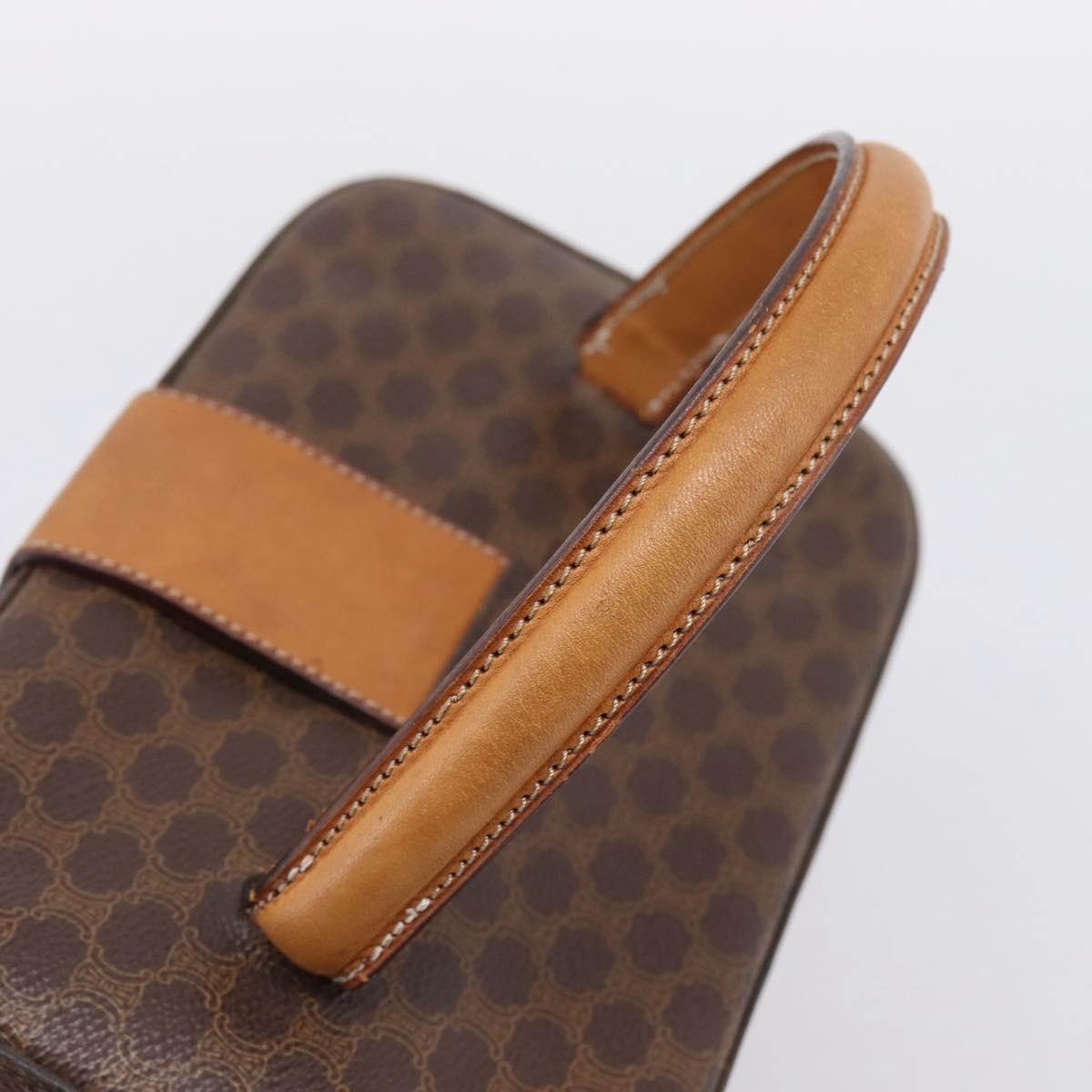 CELINE Macadam Canvas Star Ball Vanity Pouch PVC Leather Brown Auth 201000