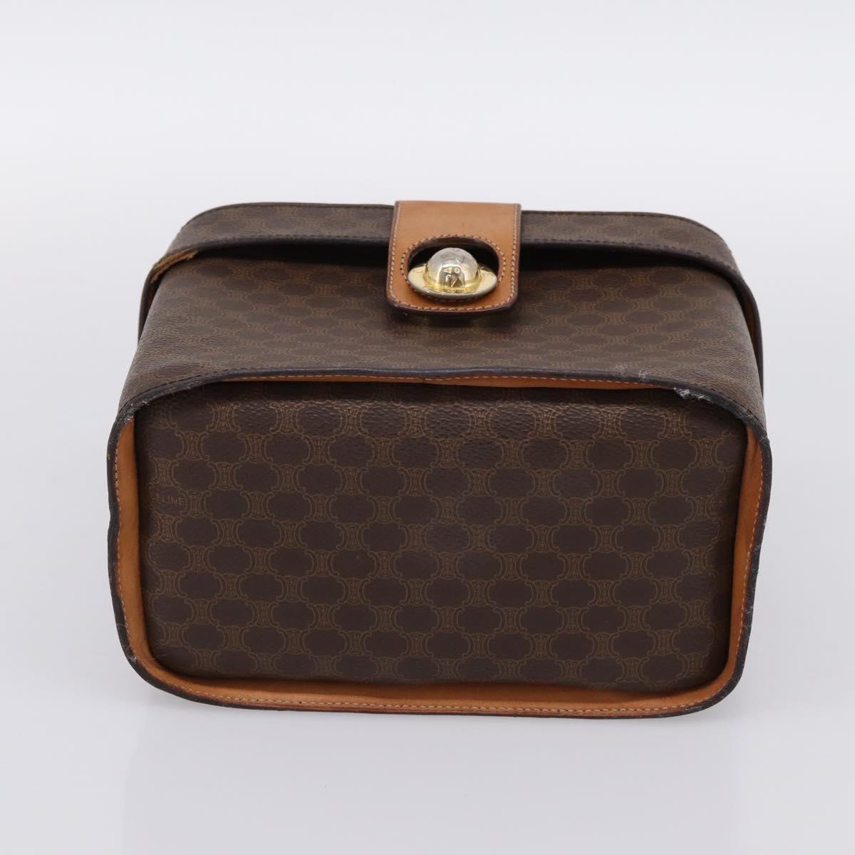 CELINE Macadam Canvas Star Ball Vanity Pouch PVC Leather Brown Auth 201000