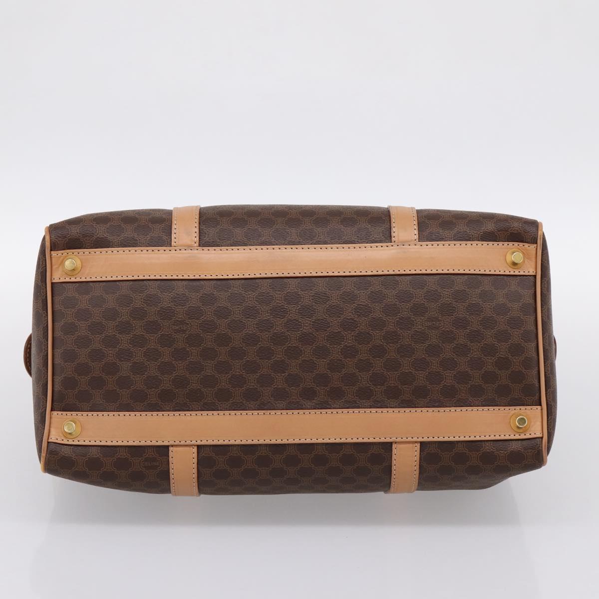 CELINE Macadam Canvas Boston Bag PVC Leather Brown Gold Auth 201004