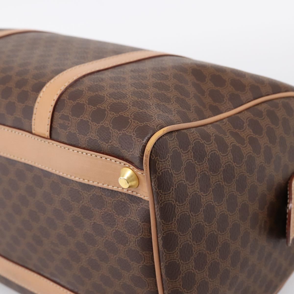 CELINE Macadam Canvas Boston Bag PVC Leather Brown Gold Auth 201004