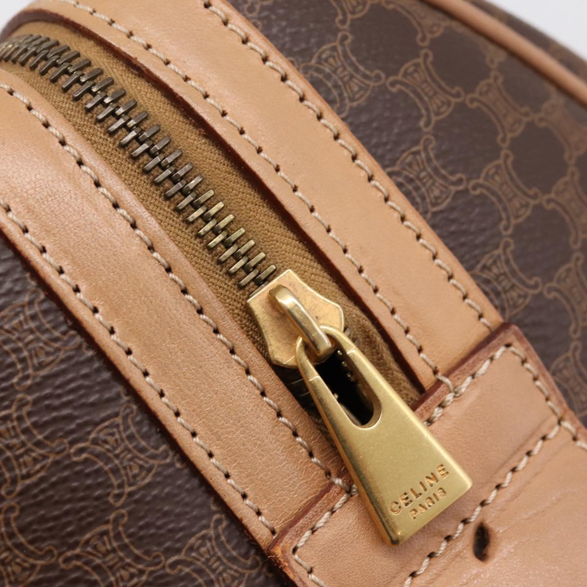CELINE Macadam Canvas Boston Bag PVC Leather Brown Gold Auth 201004