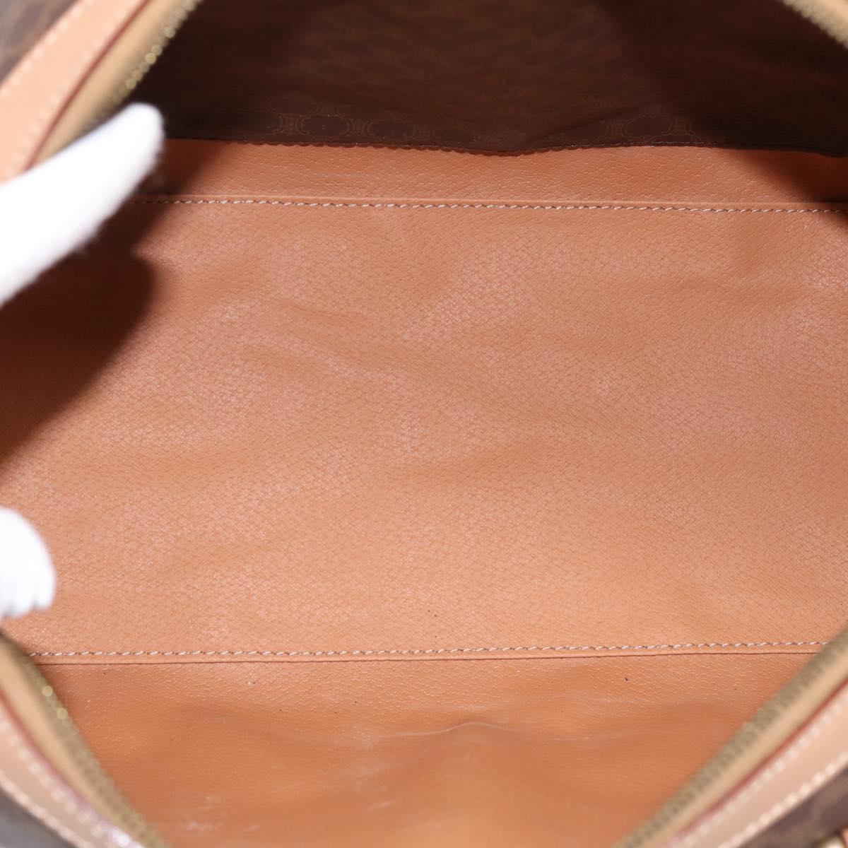 CELINE Macadam Canvas Boston Bag PVC Leather Brown Gold Auth 201004