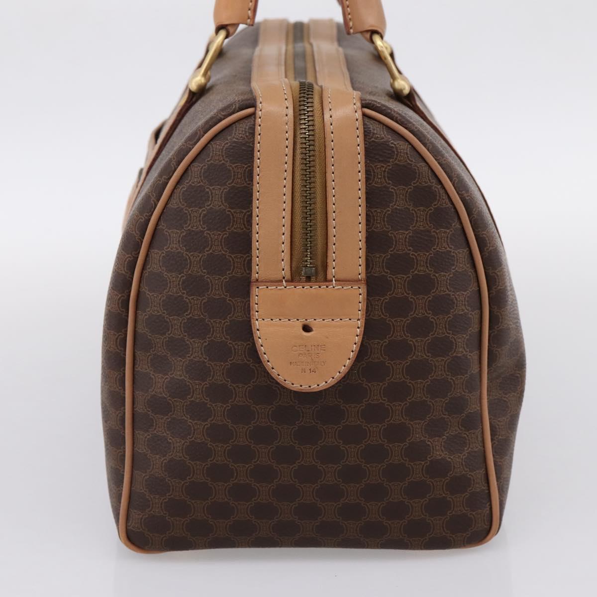 CELINE Macadam Canvas Boston Bag PVC Leather Brown Gold Auth 201004