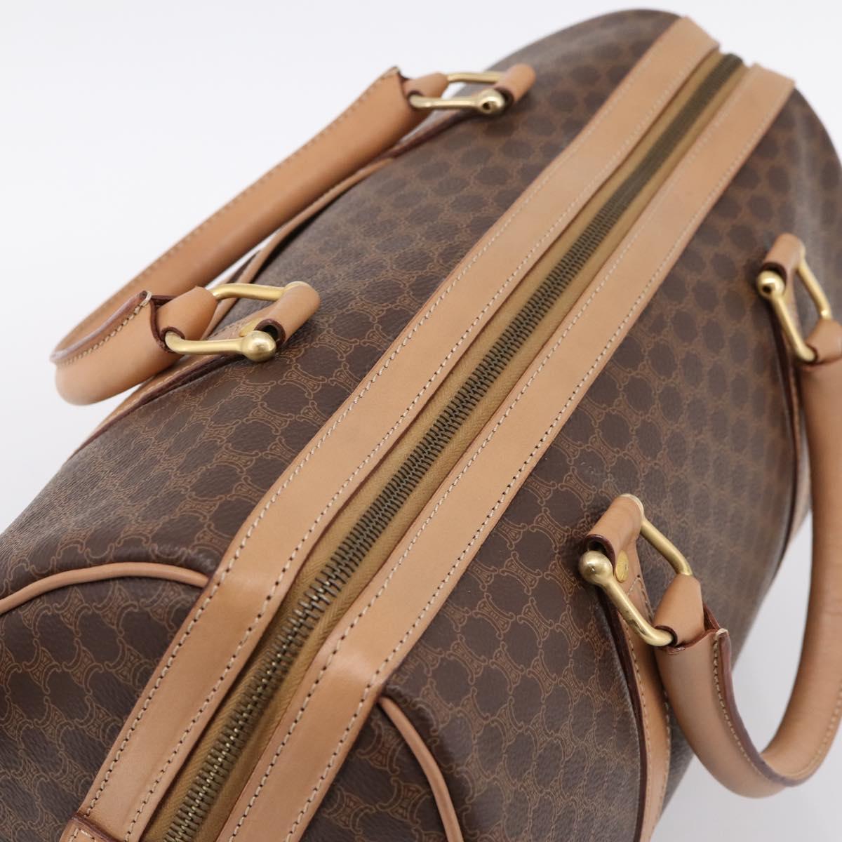CELINE Macadam Canvas Boston Bag PVC Leather Brown Gold Auth 201004