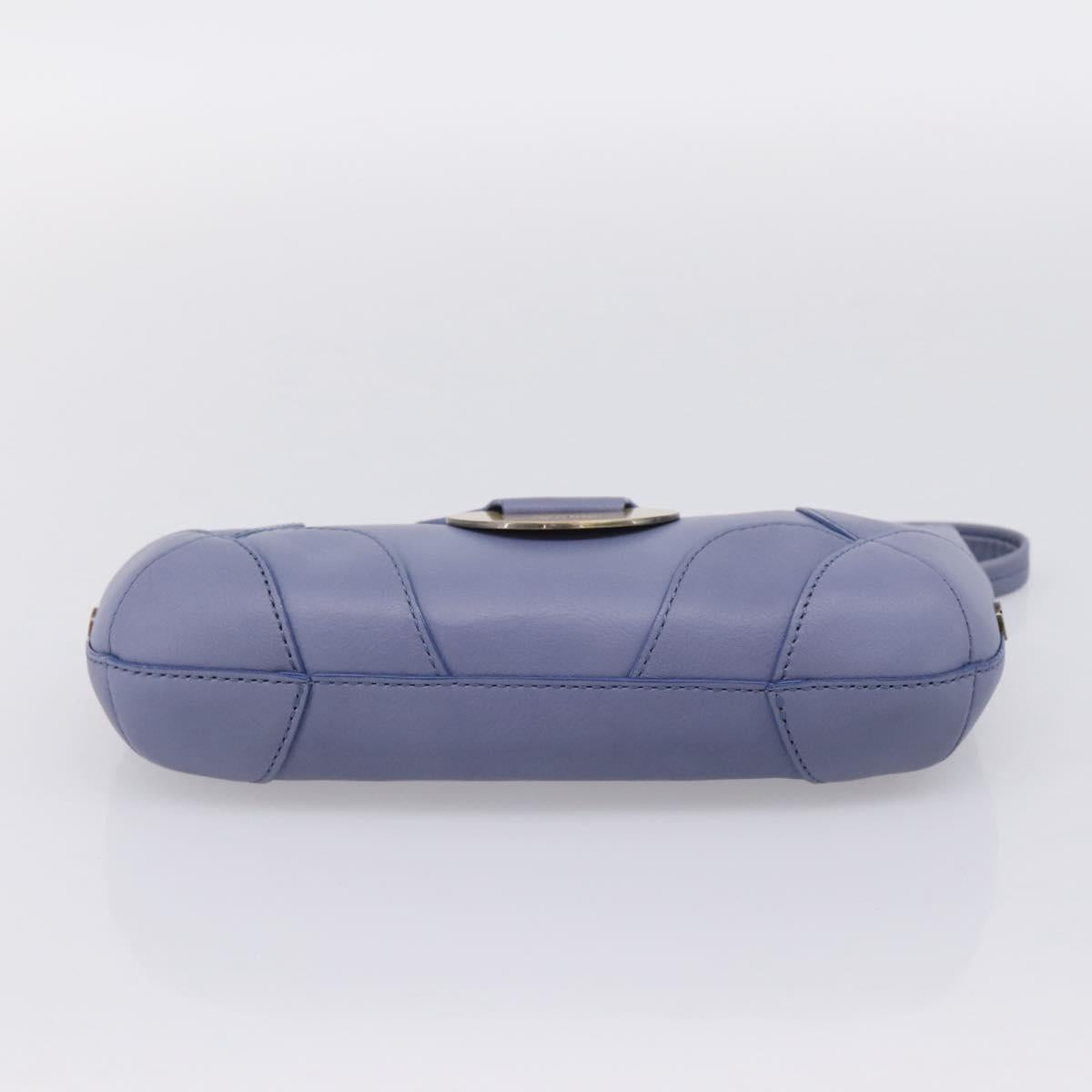 Chloe Clutch Bag Leather Light Blue Gold Auth 201007A