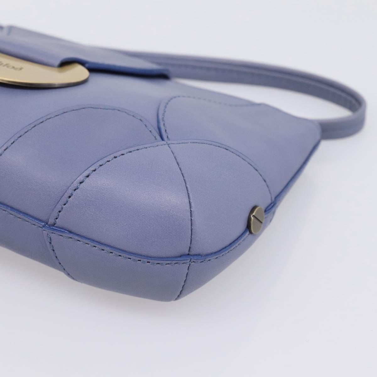 Chloe Clutch Bag Leather Light Blue Gold Auth 201007A