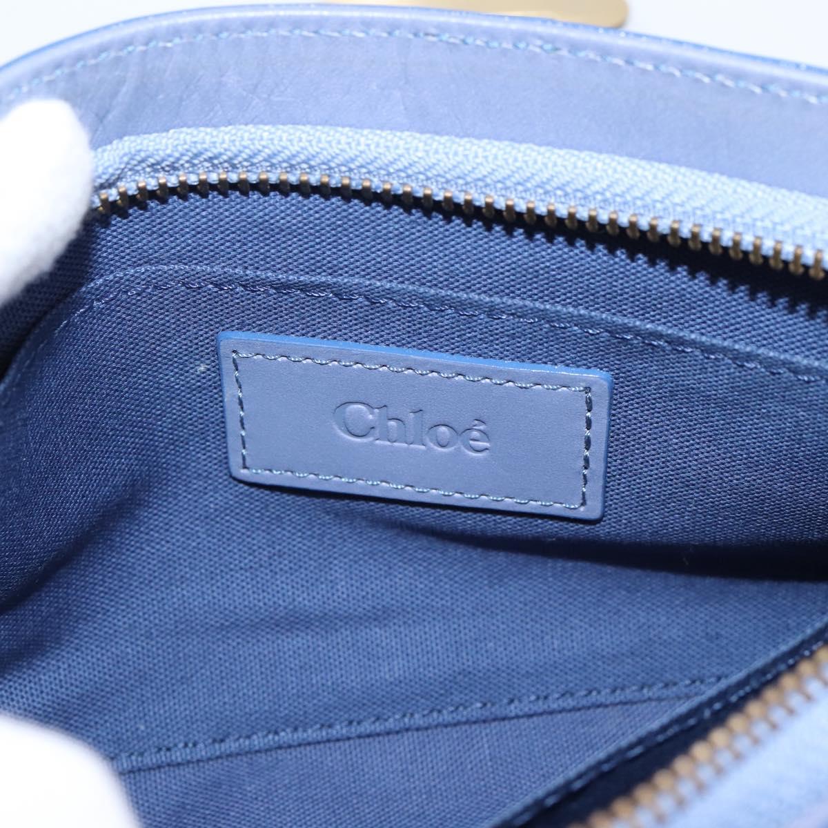 Chloe Clutch Bag Leather Light Blue Gold Auth 201007A