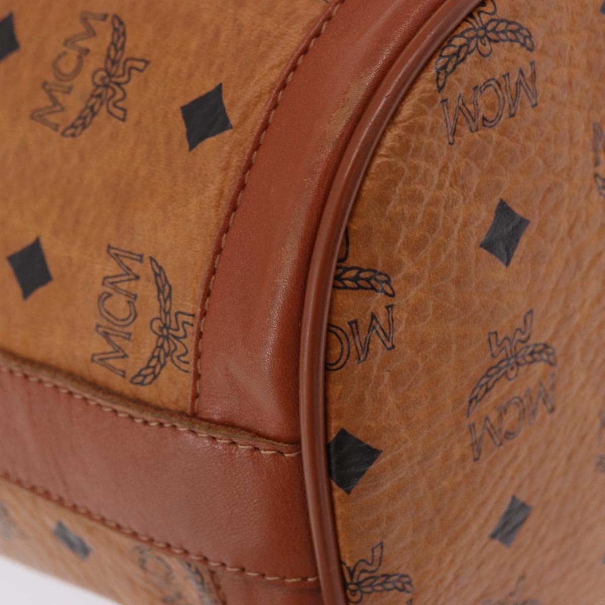 MCM Vicetos Logogram Shoulder Bag PVC Leather Brown Gold Auth 201008
