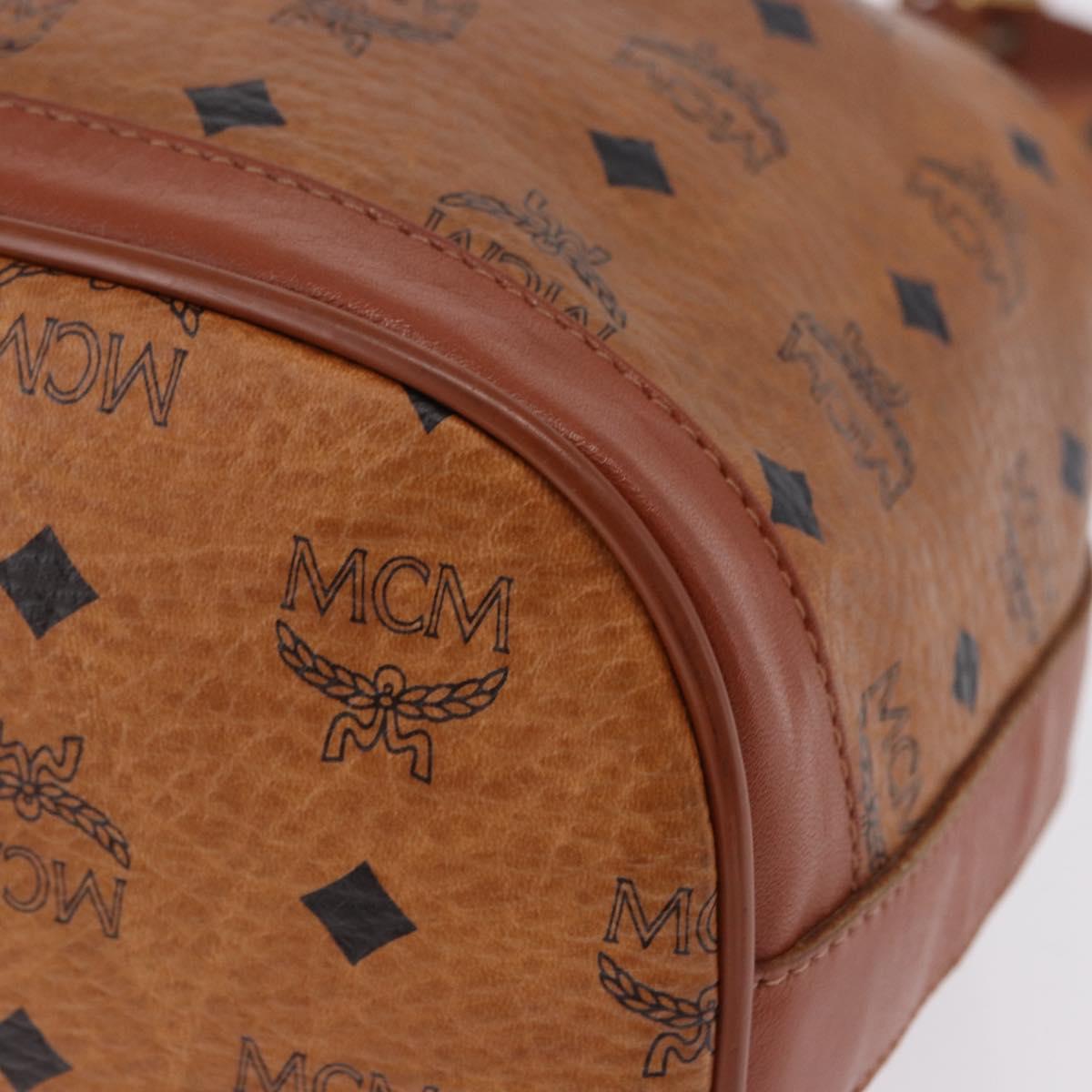 MCM Vicetos Logogram Shoulder Bag PVC Leather Brown Gold Auth 201008