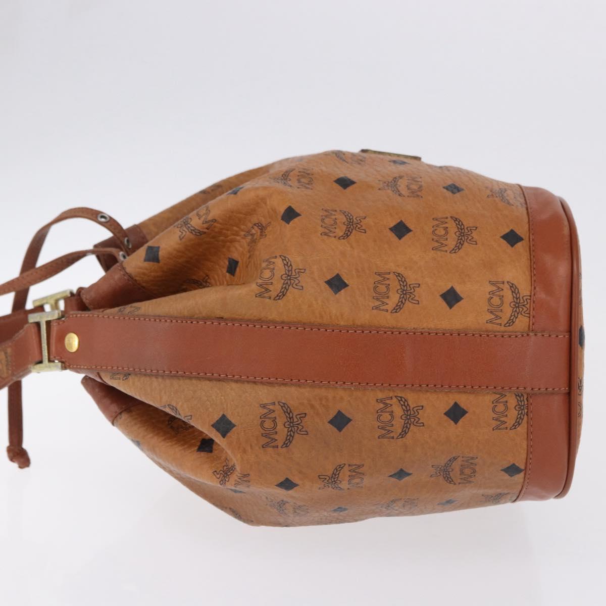 MCM Vicetos Logogram Shoulder Bag PVC Leather Brown Gold Auth 201008