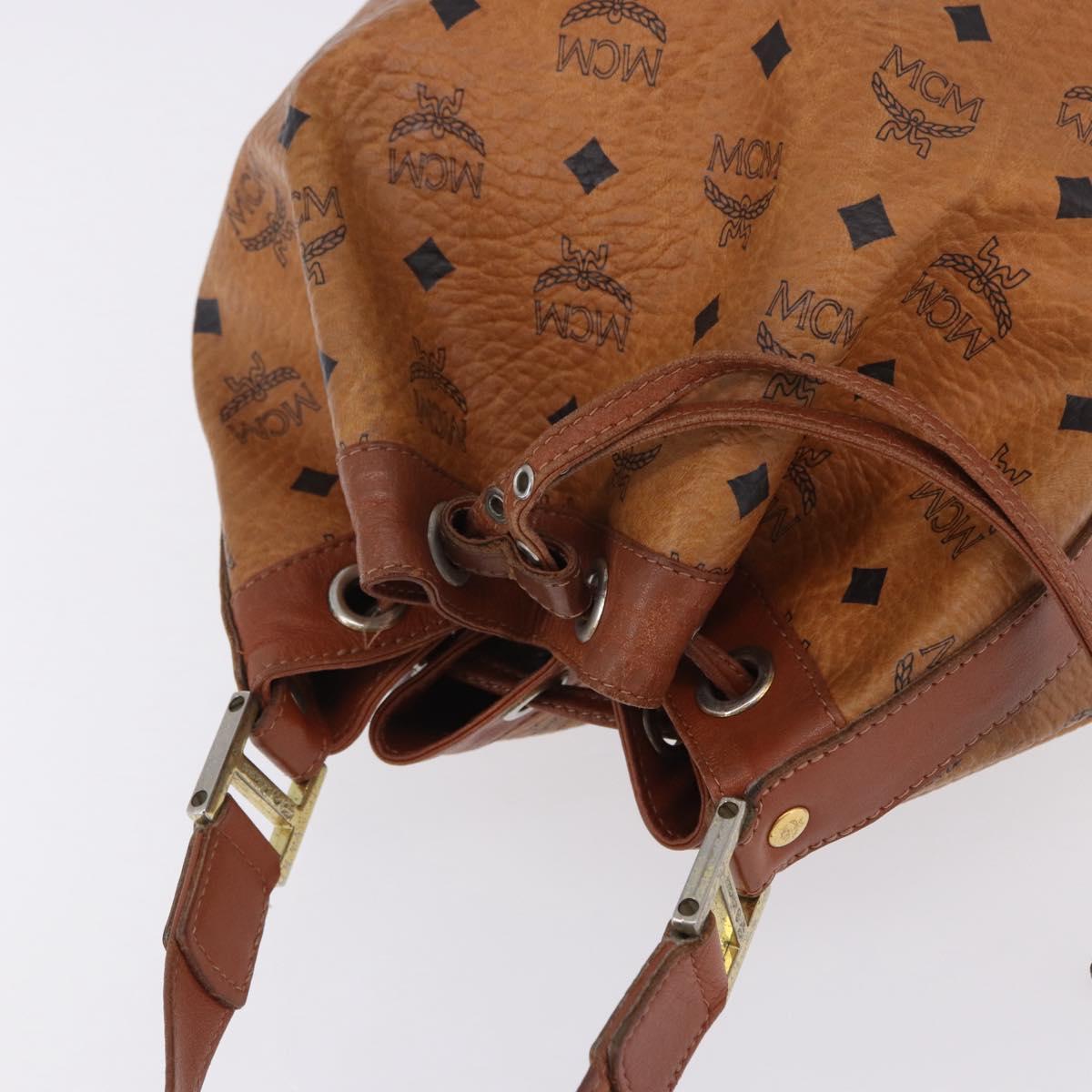 MCM Vicetos Logogram Shoulder Bag PVC Leather Brown Gold Auth 201008
