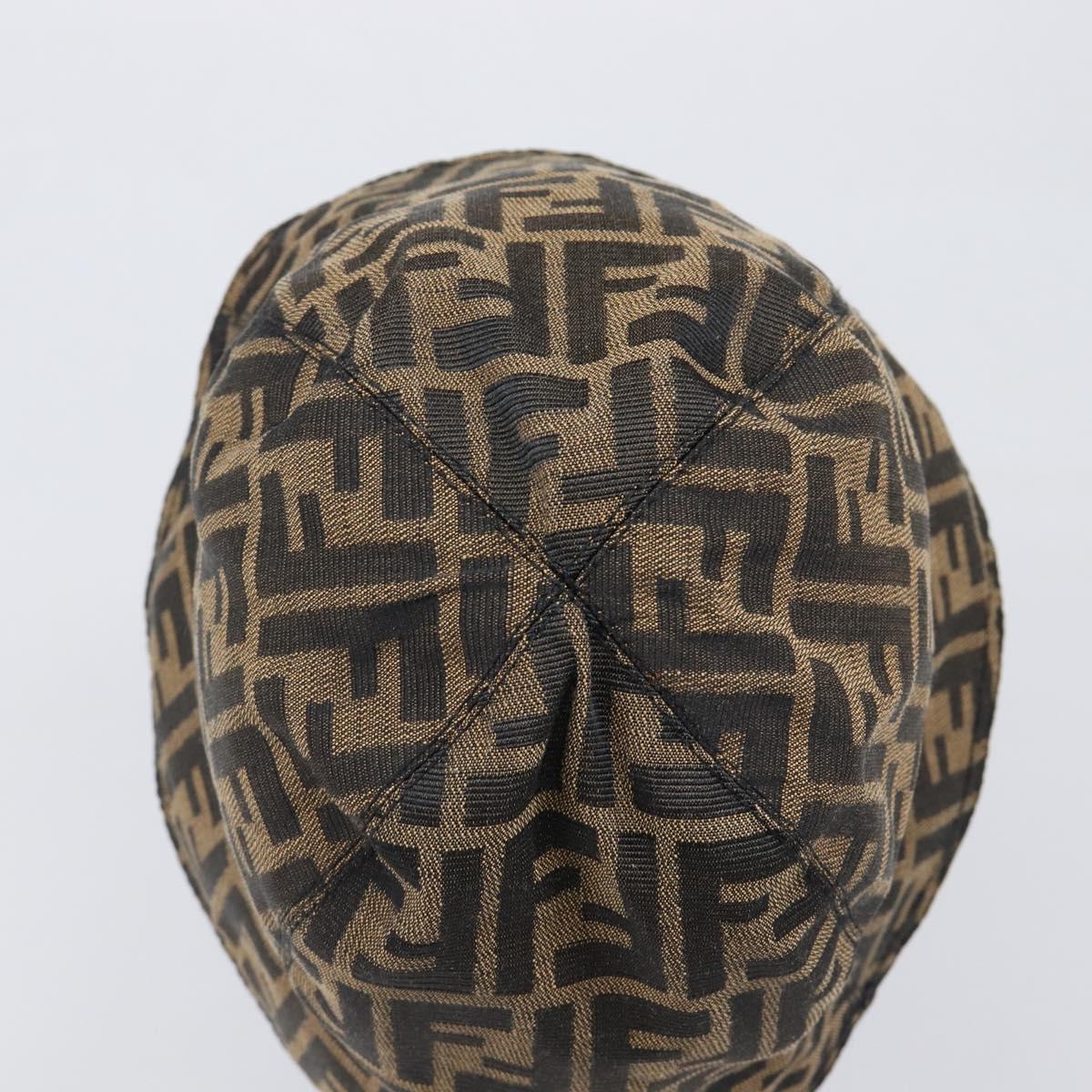 FENDI Zucca Canvas Bucket Hat Brown Black Auth 201009V