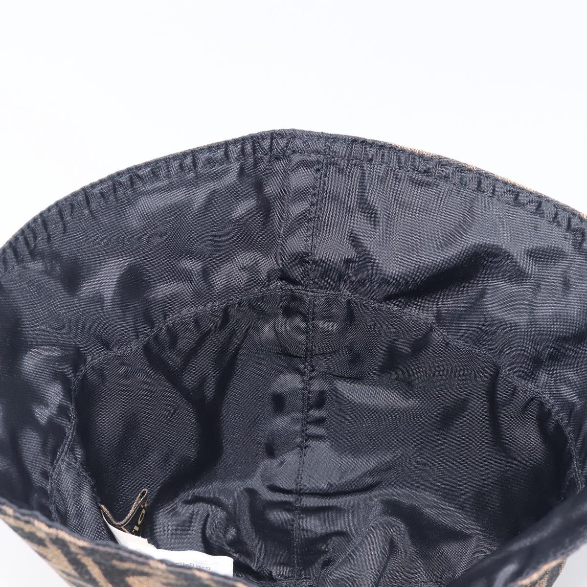 FENDI Zucca Canvas Bucket Hat Brown Black Auth 201009V