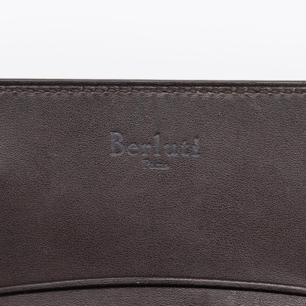 Berluti Gas Pearl Card Case Leather Brown Auth 201010V
