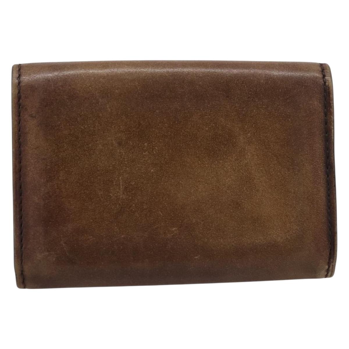 Berluti Gas Pearl Card Case Leather Brown Auth 201010V